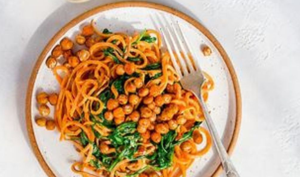 Sweet Potato Noodles with Crispy Chickpeas